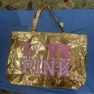 Retro PINK Victoria’s Secret Gold University Of Pink Tote Bag New With Tags
